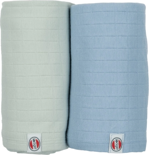Lodger swaddler solid z organické bavlny 110 × 110 cm Peppermint/Blue fogg (2 ks)