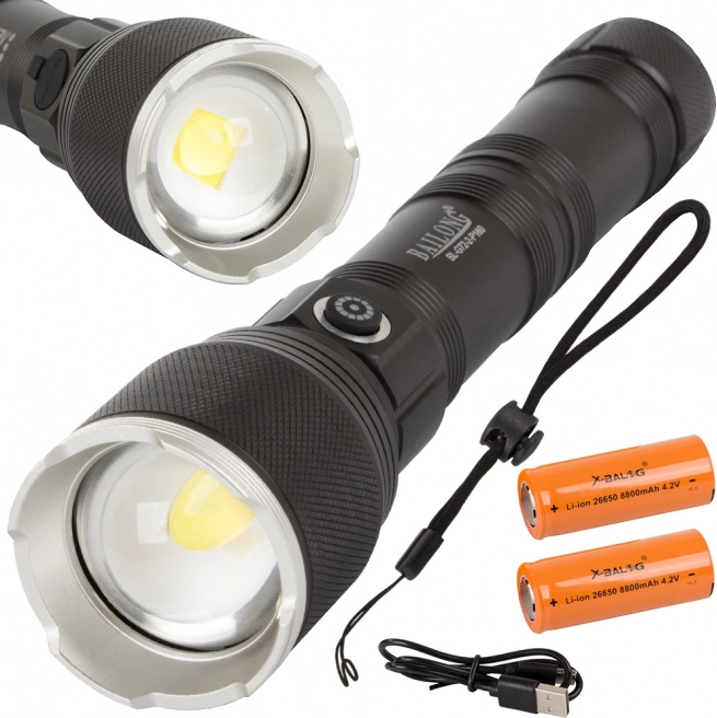 Vojenská taktická svítilna Bailong s LED Cree XHP160 a zoomem