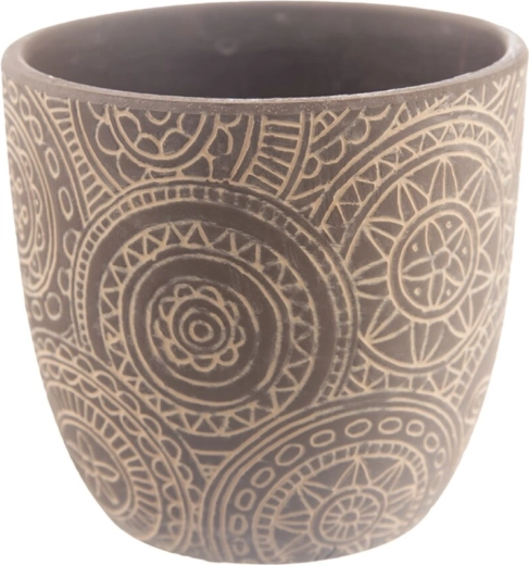 Keramický květináč mandala béžový 12 × 12 × 11 cm