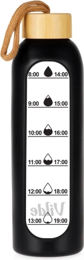 Vilde skleněná láhev na vodu se silikonovým obalem, černá 600 ml