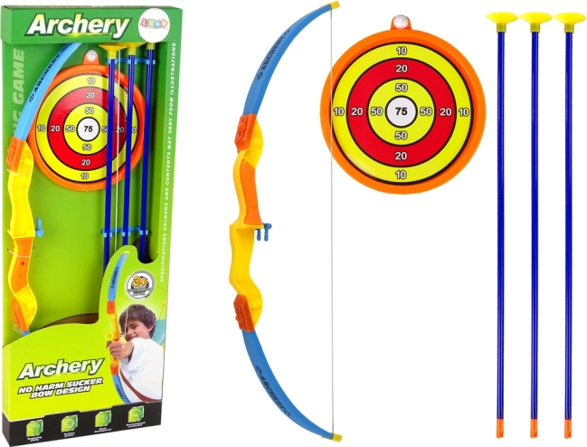 Dětský lukostřelecký set s terčem a šípy s přísavkami – oranžový
