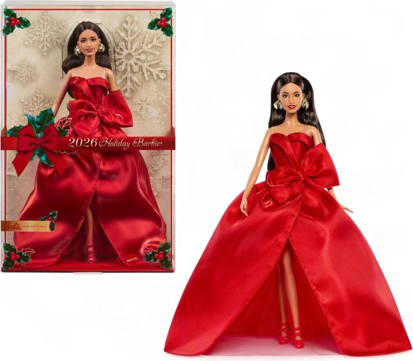 Mattel Barbie Signature vánoční sběratelská panenka 2026 v červených šatech - 1 kus