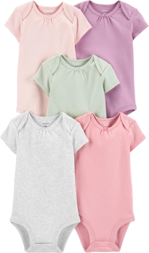 Carter's dívčí body s krátkým rukávem monochromatic, 5 ks, velikost 56 (NB)