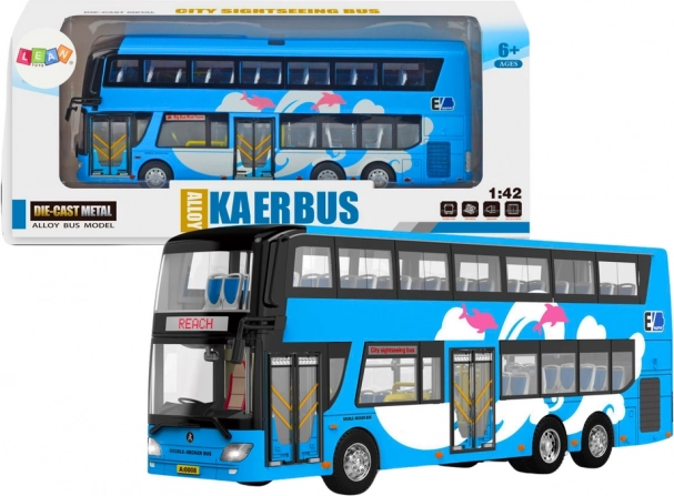 Modrý patrový výletní autobus 1:42