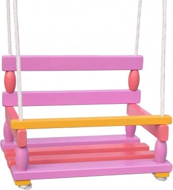 Dřevěná houpačka pro děti 40 × 30 cm, nosnost 80 kg – Růžová