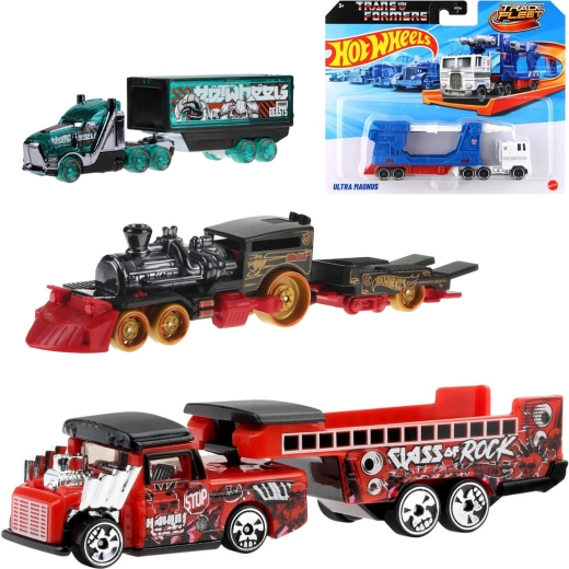 Mattel Hot Wheels Track Fleet vozidlo s přívěsem Transformers - 1 kus