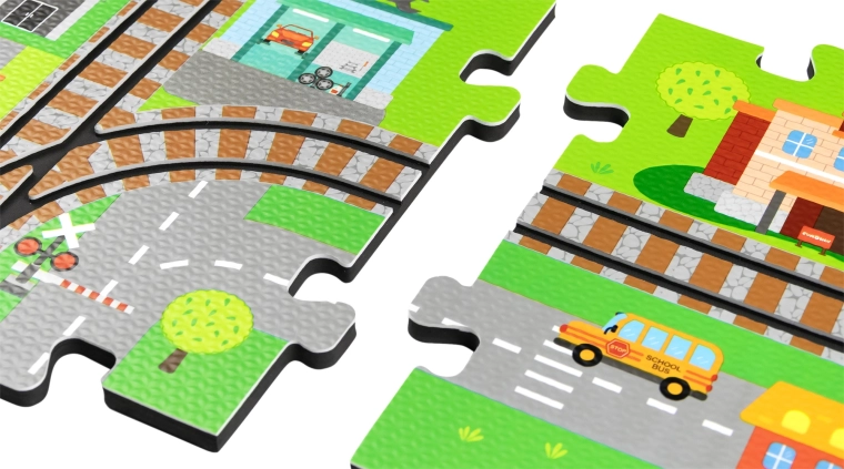 3D pěnové město s kolejemi