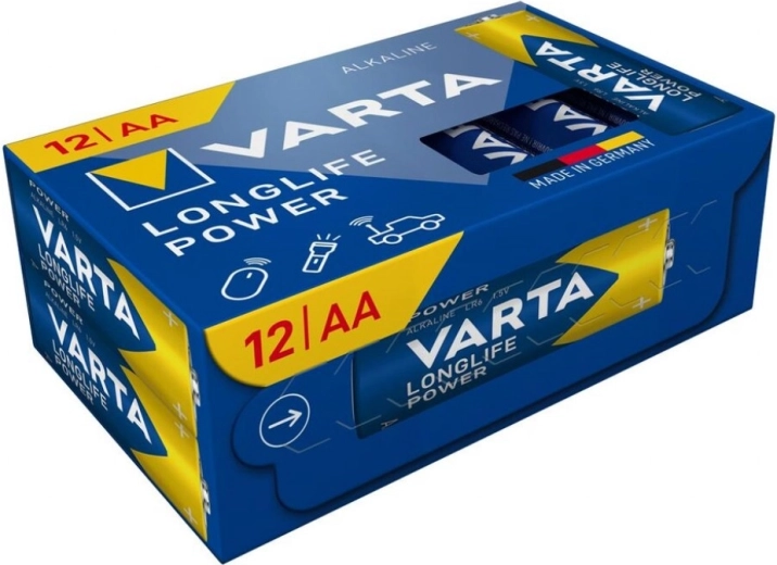 Alkalické baterie AA VARTA Longlife Power, 12 ks