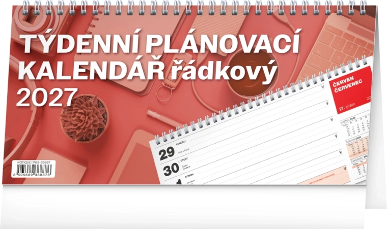 Notique stolní plánovací řádkový kalendář 2027 25 × 12,5 cm