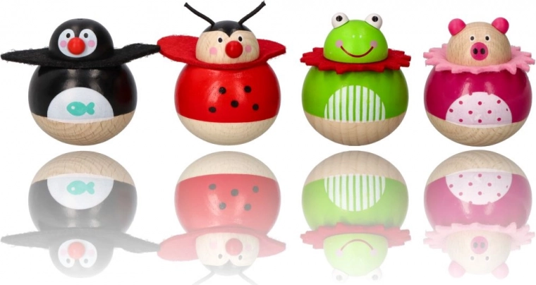 Nepřevrátitelné dřevěné zvířátko žabka Goki