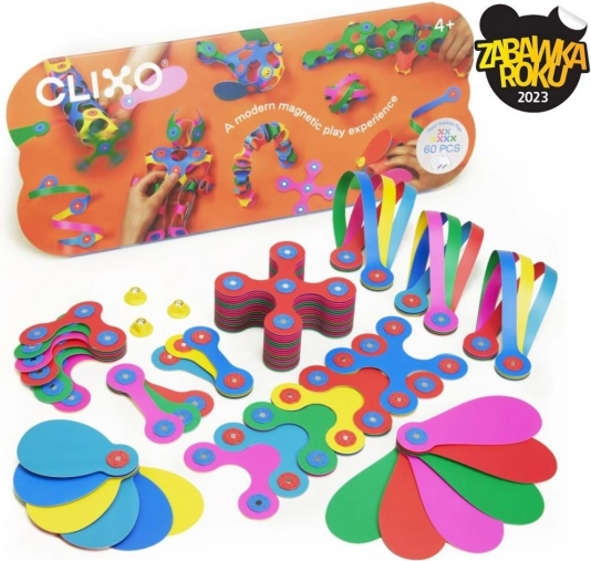Clixo Super Rainbow magnetická stavebnice 60 kusů