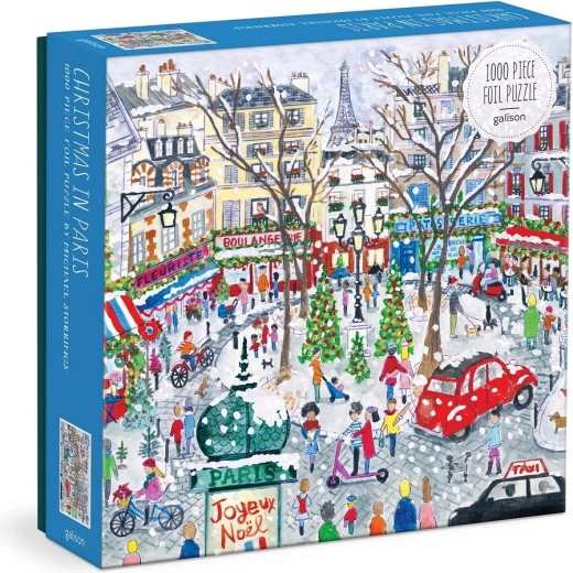 Fóliové puzzle Vánoční Paříž – Michael Storrings (Galison, 1000 dílků)