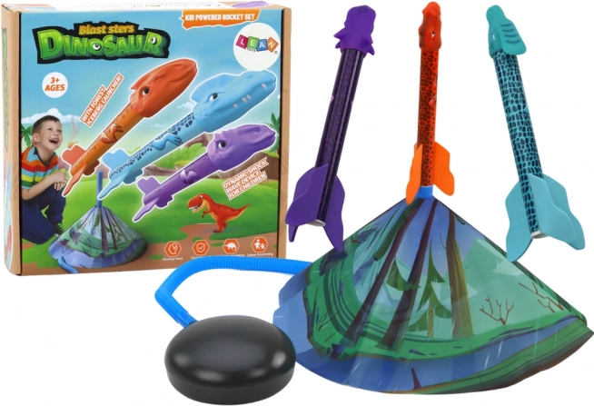Sada pro děti s vystřelovací raketou s dinosaury
