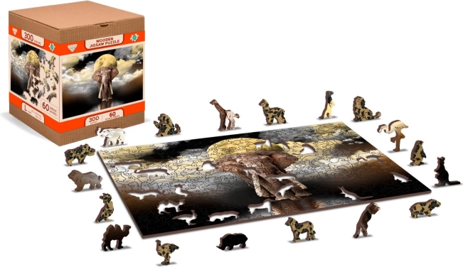 Dřevěné puzzle Sloní sny 2v1