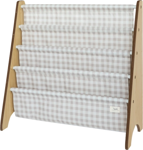 3 Sprouts stojan na knížky z recyklovaného materiálu Gingham/Beige