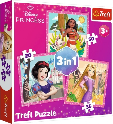 Puzzle 3v1 – krásné květiny – DISNEY PRINCESS Trefl
