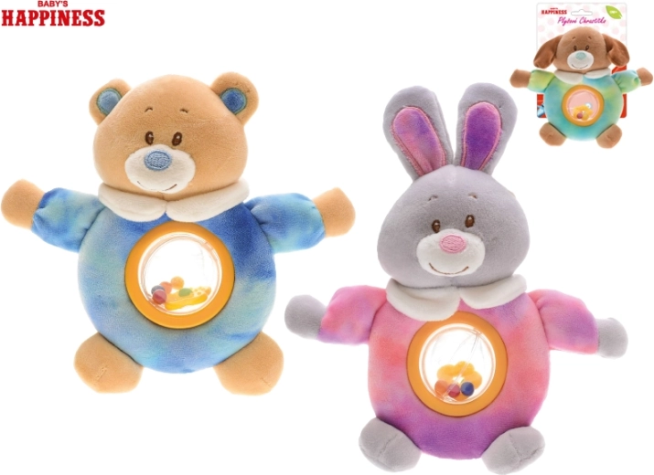 Plyšové zvířátko s chrastítkem Baby Happiness 17 cm
