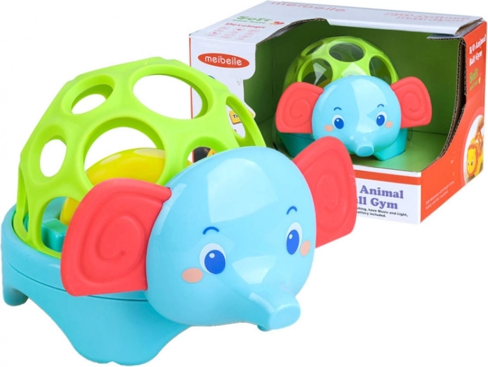 safari zvířátko – měkká chrastítko a kousátko s LED světlem