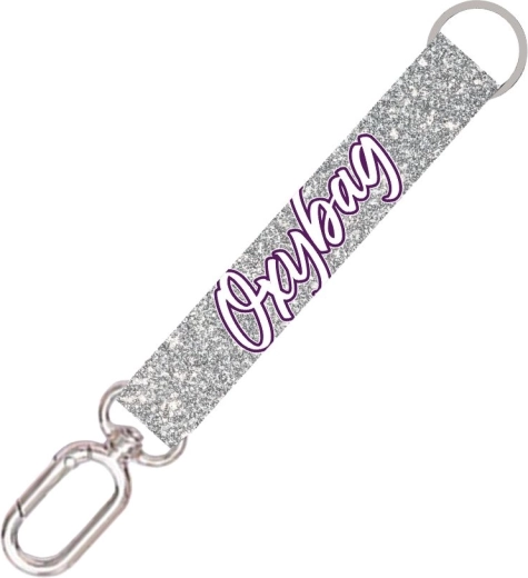 Krátká klíčenka s karabinou Silver Glitter