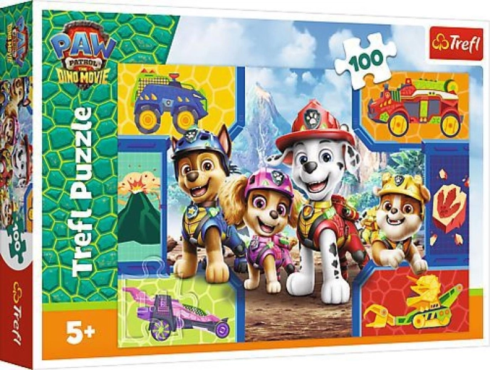 Puzzle Tlapková patrola (Paw Patrol) dino film: Štěňata a dinosauři 100 dílků