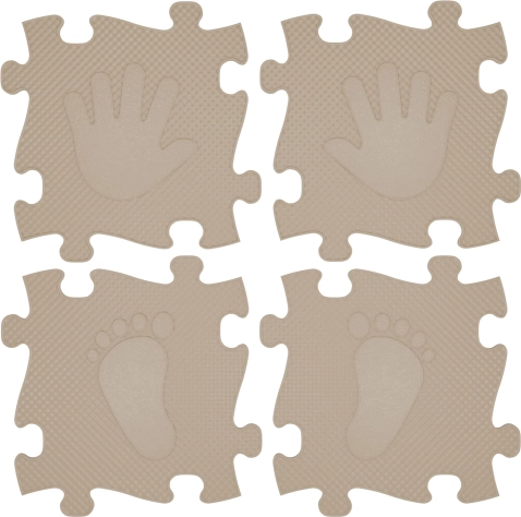 Mata ortopedická puzzle pro děti - Ručičky a nožičky 16 ks - Béžová
