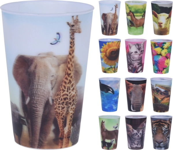 Plastový hrnek s 3D přírodními motivy 300 ml