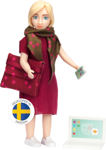 Lundby panenka maminka – business woman s notebookem a telefonem