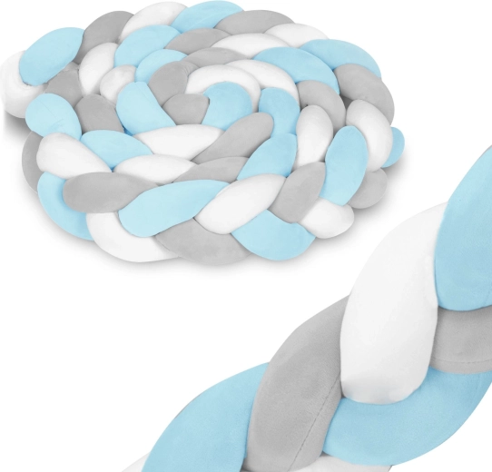 Ricokids pletený ochranný mantinel do postýlky modro-šedý 3 m