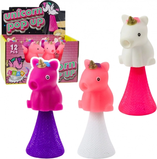 Skákající jednorožec na pružině 10 cm – mix barev