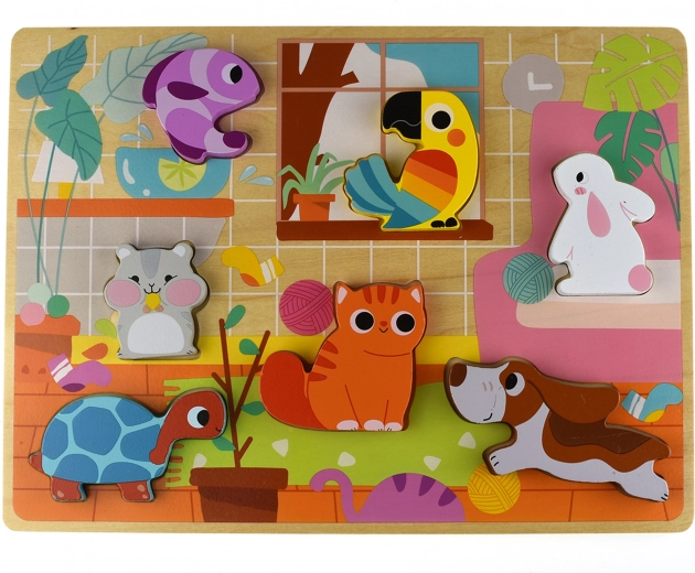 Tooky Toy Dřevěné Montessori Puzzle Zvířátka Domov