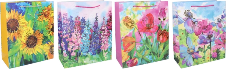 Dárková papírová taška S 18 × 23 × 8 cm – květinový design, celoroční