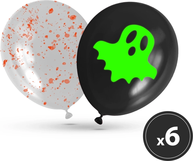Sada fosforeskujících halloweenských balónků, 6 ks
