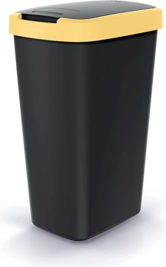Odpadkový koš 45 l s vyklápěcím víkem COMPACTA Q FLAP, černo-žlutý