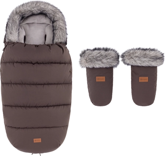 Petite&Mars zimní set fusak Comfy 4v1 a rukavice na kočárek Fjora rich brown