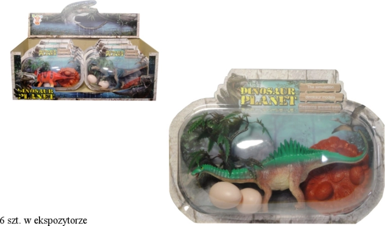 Figurka dinosaura s hnízdem a vajíčky