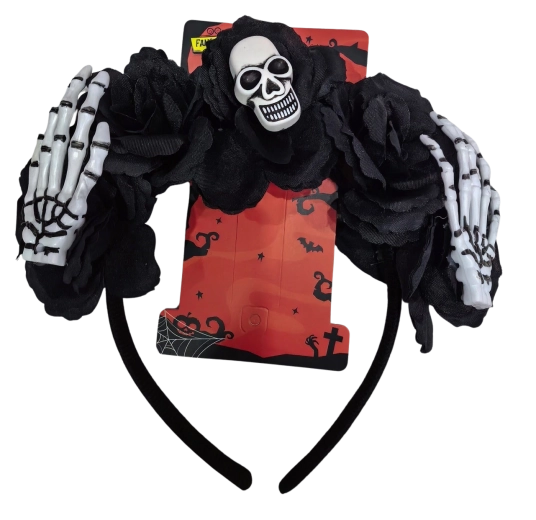 Halloween čelenka s lebkou a růžemi