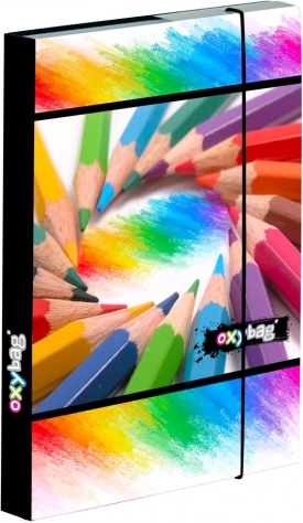 Box na sešity A4 pastelky s gumičkou