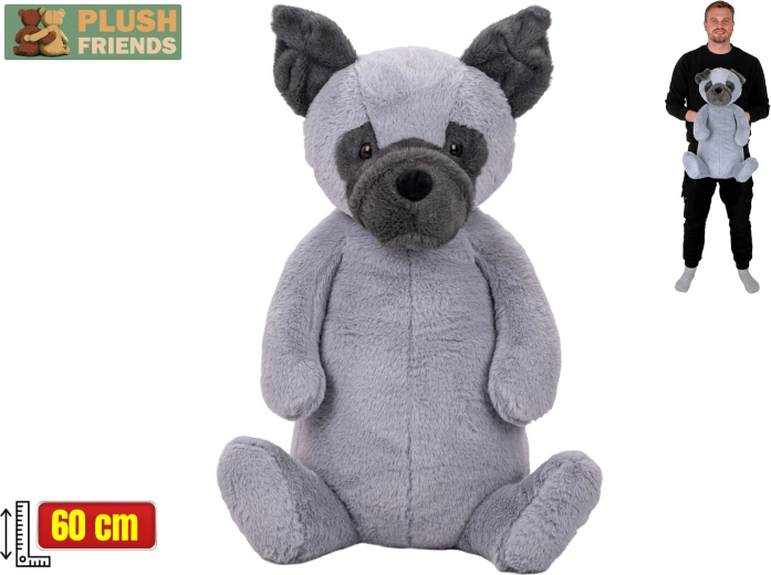 Plush Friends plyšový pes sedící 60 cm šedý