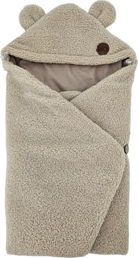 EKO zavinovací fusak do autosedačky bouclé s bavlnou dark beige 110 × 100 cm – Dark Pink