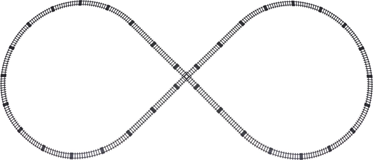 Snadno sestavitelná trať ve tvaru osmičky