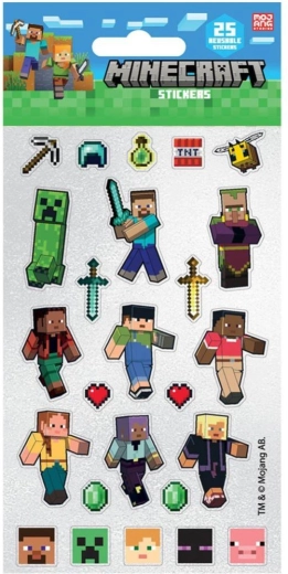 Opakovaně použitelné samolepky Minecraft – 25 kusů
