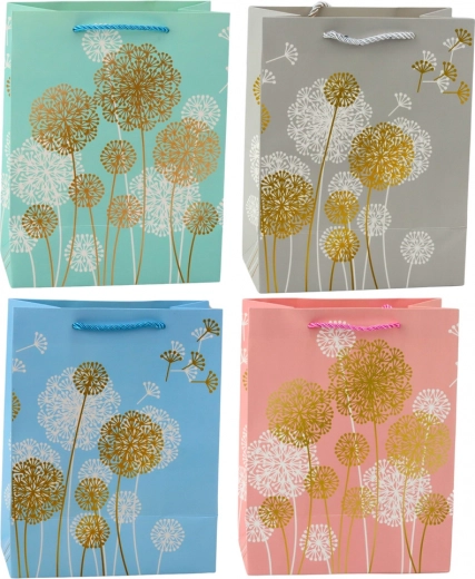 Dárková taška s motivem pampelišky se zlatými akcenty 23 x 18 x 10,5 cm