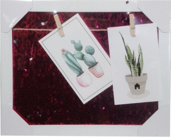 Obrazová rám s flitry 23 × 28 cm se šňůrkou a kolíčky