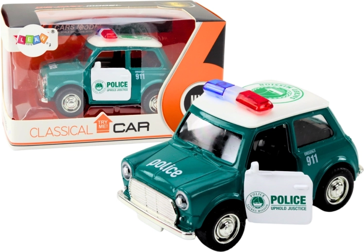 Klasické policejní auto 1:38 s pohonem, světly a zvuky zelené