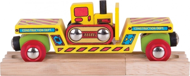 Bigjigs Rail vagonek s buldozerem a 2 kolejemi