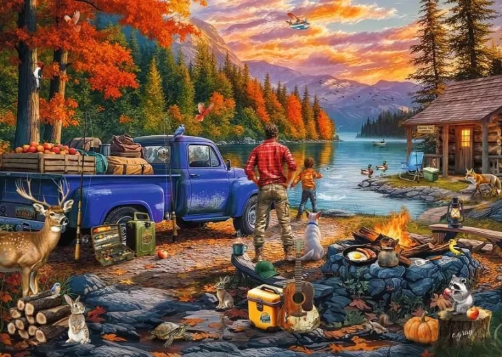Ravensburger puzzle západ slunce u jezera 300 dílků