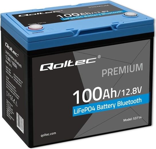 Baterie Qoltec Premium LiFePO4 12,8 V 100 Ah 1280 Wh s Bluetooth a BMS