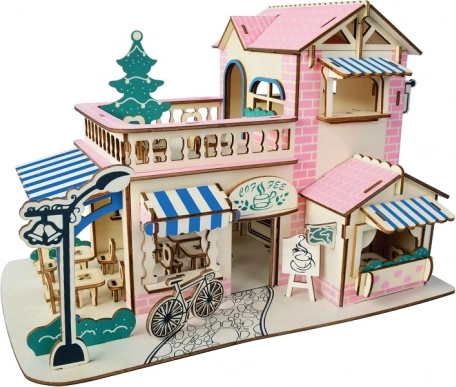 Woodcraft dřevěné 3D puzzle kavárna