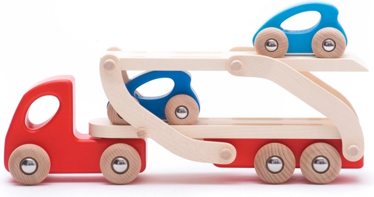 Bajo dřevěný autotransportér s autíčky