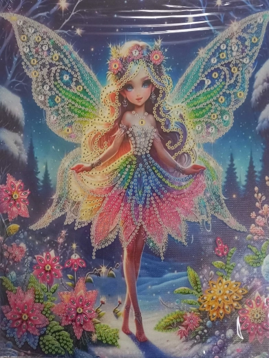 Diamantové malování na plátně Zimní víla 23x30cm